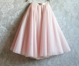Pink Tutu Circle Midi Skirt Plus Size A-line Tutu Ballerina Skirt Holiday Outfit image 4