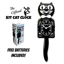 Classic Black Kit Cat Clock 15.5&quot; Free Battery Official Made In Usa Klock New - £47.61 GBP