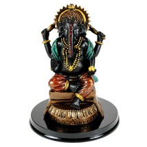 GANESHA STATUE 4.75&quot; Hindu Elephant God Good Quality Black Polyresin Lord Ganesh - £15.77 GBP