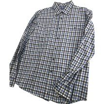 Johnnie O Hangin&#39; Out Men Flannel Shirt Plaid Gray Blue Button Up Stretc... - $29.67