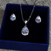 CC Jewelry Sets For Women Cubic Zirconia Water Drop Stud Earrings Necklaces Pend - £18.54 GBP