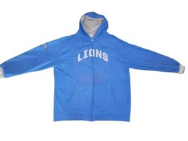 Detroit Lions Majestic Full Zip Up Hoodie Blue NFL Spell Out Embroidered... - $19.00