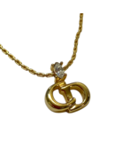 Christian Dior Vintage Necklace Gold Plated Logo Chain 15&quot; Women Authentic - $106.53