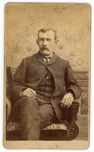 CIRCA 1880&#39;S CDV Dashing Handsome Man Mustache Suit Tie Rinehart Denver CO - £9.71 GBP