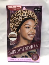 RED BY KISS SATIN DAY &amp; NIGHT CAP LEOPARD HDNP03 COMFY ELASTIC BAND SILK... - £3.14 GBP