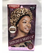 RED BY KISS SATIN DAY &amp; NIGHT CAP LEOPARD HDNP03 COMFY ELASTIC BAND SILK... - £3.15 GBP