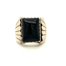 Vintage Sterling Silver Southwest Native American Black Onyx Stone Dome Ring 10 - £70.67 GBP