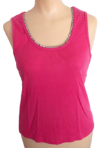 Pink Knit Embellished T-Shirt Top Sleeveless FIORLINI INTERNATIONAL Size M - £7.43 GBP