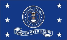 Air Force Served With Pride Flag Blue - 3x5 Ft - £15.72 GBP