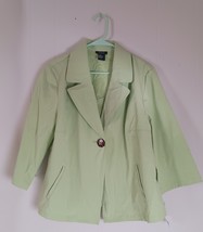 RQT Big Button Jacket 3/4 Sleeve Swing Coat Lime Green Size 1X - $463.01 MXN