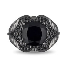 Enchanted Disney Villains Maleficent Ring, 5 CT. Cushion Cut Enhanced Black Onyx - £51.27 GBP