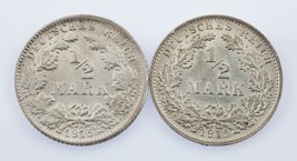 Plein De 2 Allemand 1/2 Mark Pièces (1915-A Et 1915-F) Au - Uncirculated... - $44.06