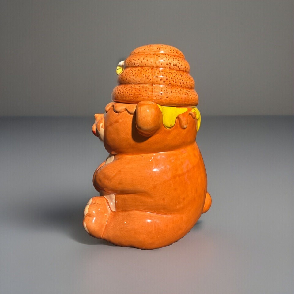 Vintage 1970’s Certified International Teddy Bear Cookie Jar Eating Honey Bee Item image 2