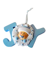 Christmas JOY Baby Boy Ornament Blue White Glitter Birth Wreath Holiday ... - €8,55 EUR