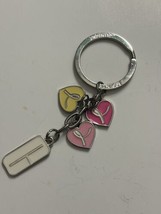 Clinique Cancer Awareness Heart Charms Enamel Keyring Keychain - £4.61 GBP