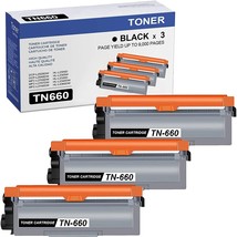 3 PACK TN660 Toner Cartridge for Brother TN630 TN660 HL-L2340DW L2380DW printer - £36.19 GBP
