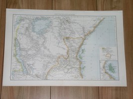 1887 Original Antique Map German Eastern Africa Ostafrika Tanzania Kilimanjaro - £24.44 GBP