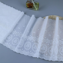 Eyelet Lace Trim 2.8 Yards 11 Inch Wide White Cotton Lace Ribbon Embroid... - £19.15 GBP
