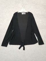 Chicos Travelers Open Front Cardigan Womens 3 US XL Black Long Sleeve Sl... - £19.36 GBP