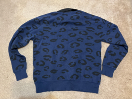 Only NY Collared 1/4 Zip Pullover Sweater Blue Cheetah Print Sz Medium NWT - £29.57 GBP