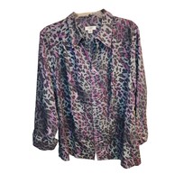 Animal Print Full Zipper Front Long Sleeve Shirt Jacket Ladies Size 16/20W - $9.50