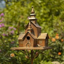 Large Copper Colored Multi-Birdhouse Stakes, Room for 4 Bird Families in... - £103.74 GBP+