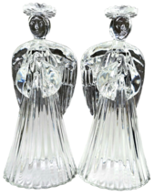 2 Vtg Crystal Glass Praying Angels 7¼&quot;Tall Candle Holders-Avon Christmas... - £22.11 GBP