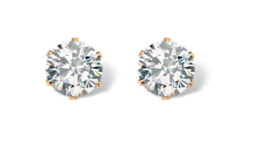ROUND CZ STUD EARRINGS GOLD TONE - £54.84 GBP