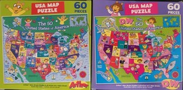 60 Piece Jigsaw Puzzle Puzzles Map American States USA Age6+ Select DW o... - $3.49