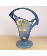 VTG Roseville Pottery Mid-Century Snowberry Blue Ceramic Basket w/ Handl... - $67.22 CAD