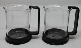 Bodum Brazil Set of 2 Hot Iced Glass Coffee Tea Mug Cups Black Switzerland  - £32.27 GBP