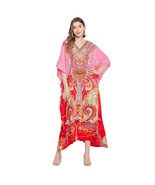 Tribal Printed Pink Polyester Plus Size Kaftan Dress for Women - £13.42 GBP