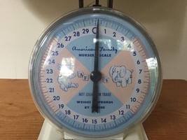 Vtg 1960s American Family Nursery Scale 30Lbs In Ounces Pink Blue Remova... - £119.74 GBP