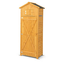 71 Inch Tall Garden Tool Storage Cabinet with Lockable Doors and Foldable Table- - $285.99