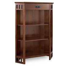 Mantel Height 3 Shelf Corner Bookcase With Drawer Storage, Mission Oak - $533.99