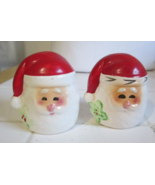 Vintage Christmas SANTA HEAD Ceramic Salt &amp; Pepper Shakers - £9.48 GBP