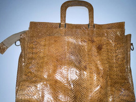 Vintage Snakeskin Leather Brown Attache/Briefcase w/ Strap; ISSUES Pleas... - $35.01