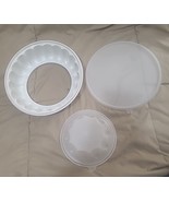 Tupperware 3 Pc White Speckled Jello Ring Gelatin Mold W/Lid #1201 1202 ... - $196.85 MXN