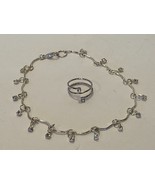 Fashion Jewelry 9&quot; Silver Color Bracelet Ancklet with Matching Adjustabl... - £5.06 GBP