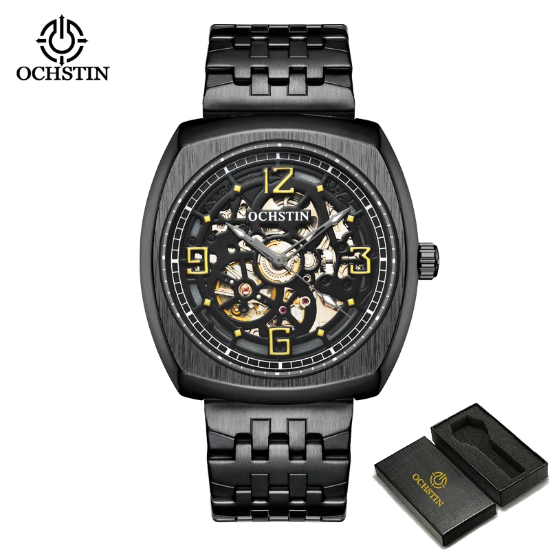 OCHSTIN Mens Automatic Watches Skeleton Steampunk Mechanical Leather Male   Vint - £41.69 GBP