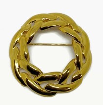 Gold Tone Woven Circle Pin Brooch w/ Textured Back Unmarked Fashion Jewelry - £17.12 GBP