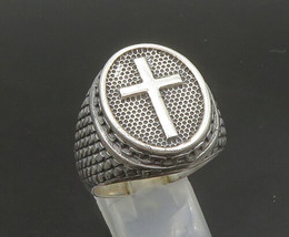 925 Sterling Silver - Vintage Large Religious Cross Band Ring Sz 12.5 - ... - $86.79