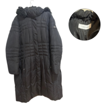 Calvin Klein Women&#39;s Black Puffer Coat Hooded Faux Fur Trim 2XL - $54.40