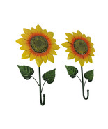 Set of 2 Metal Sunflower Decorative Wall Hook Flower Hanging Home Decor Art - £23.17 GBP