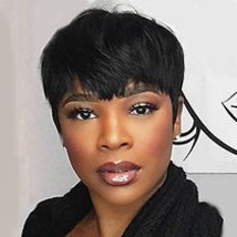 Black Short Pixie Human Glueless Wig - £124.01 GBP