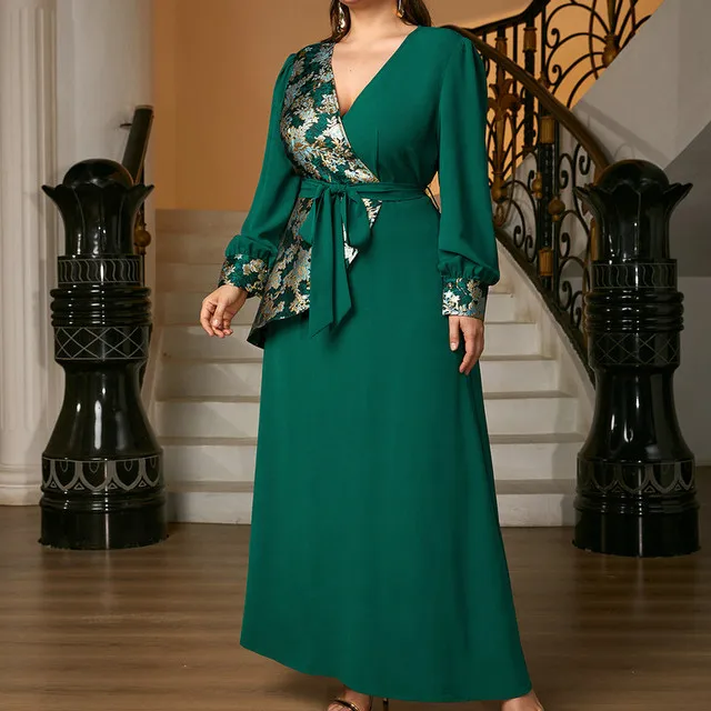 TOLEEN 2023 Spring Women Plus Size Maxi Dress Chic Casual Elegant Large Green Lo - £77.44 GBP