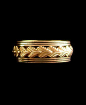 Fancy wedding band 14KT GOLD - art carved - wedding ring - unisex yellow GOLD me - £419.66 GBP