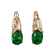 AXH  Striking 18k Gold Irish Green Earrings - £29.46 GBP