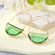 Green Crystal &amp; 18K Gold-Plated Semicircle Drop Earrings - £11.14 GBP