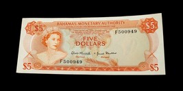 1974 Bahamas 2 X 1 Dollar &amp; 5 Dollat Bank Notes Lot of 3   AU Conditions - £203.61 GBP